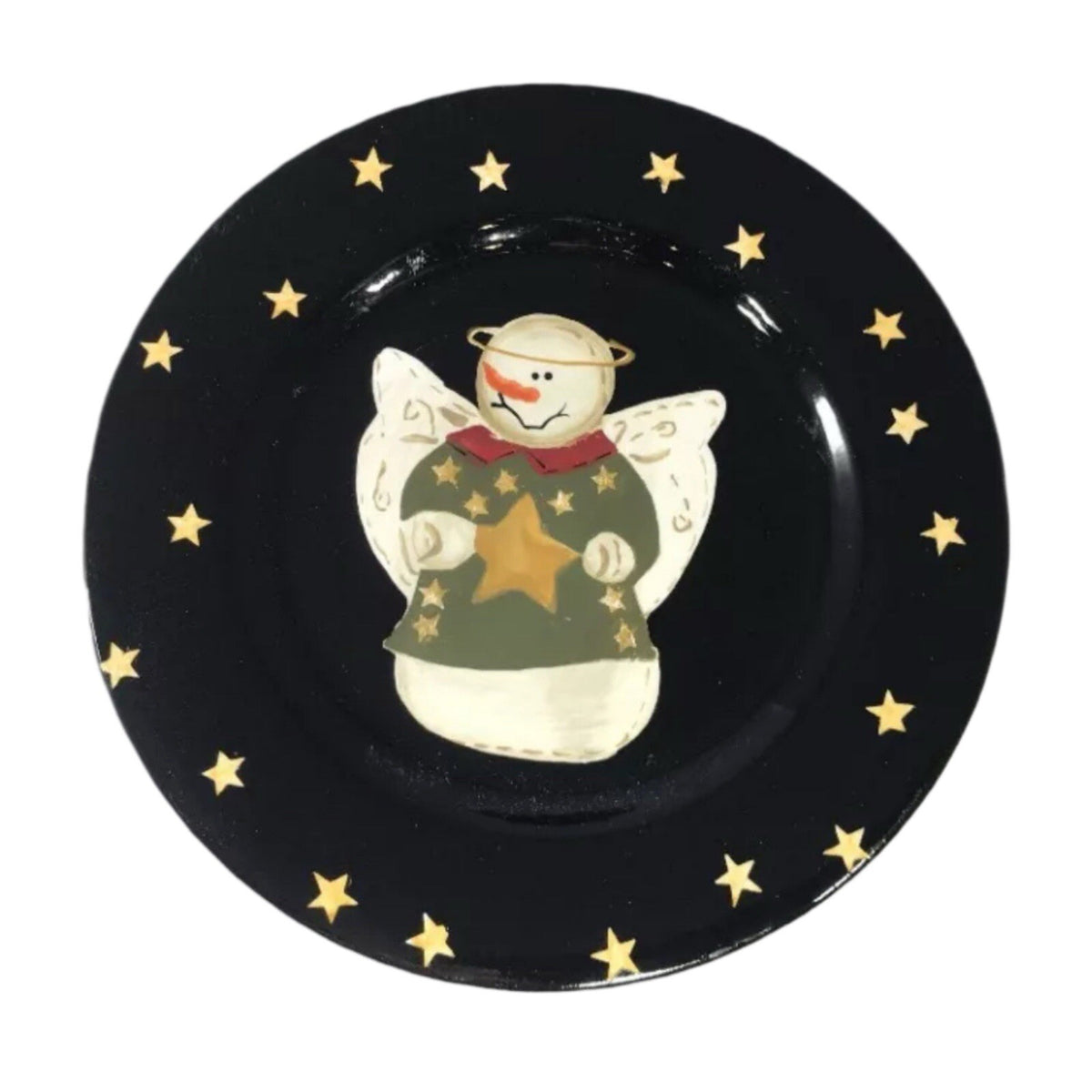 Sonoma Life Style 4-Salad Plates Angel Snowman Stars Winter Holiday Dessert Dish