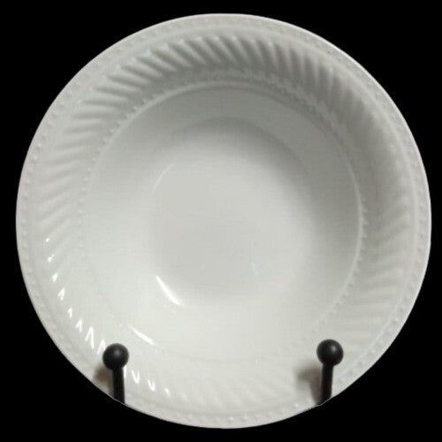 Gibson Designs IMPERIAL BRAID Serving Bowl 9" D White Dots Embossed Pasta Salad