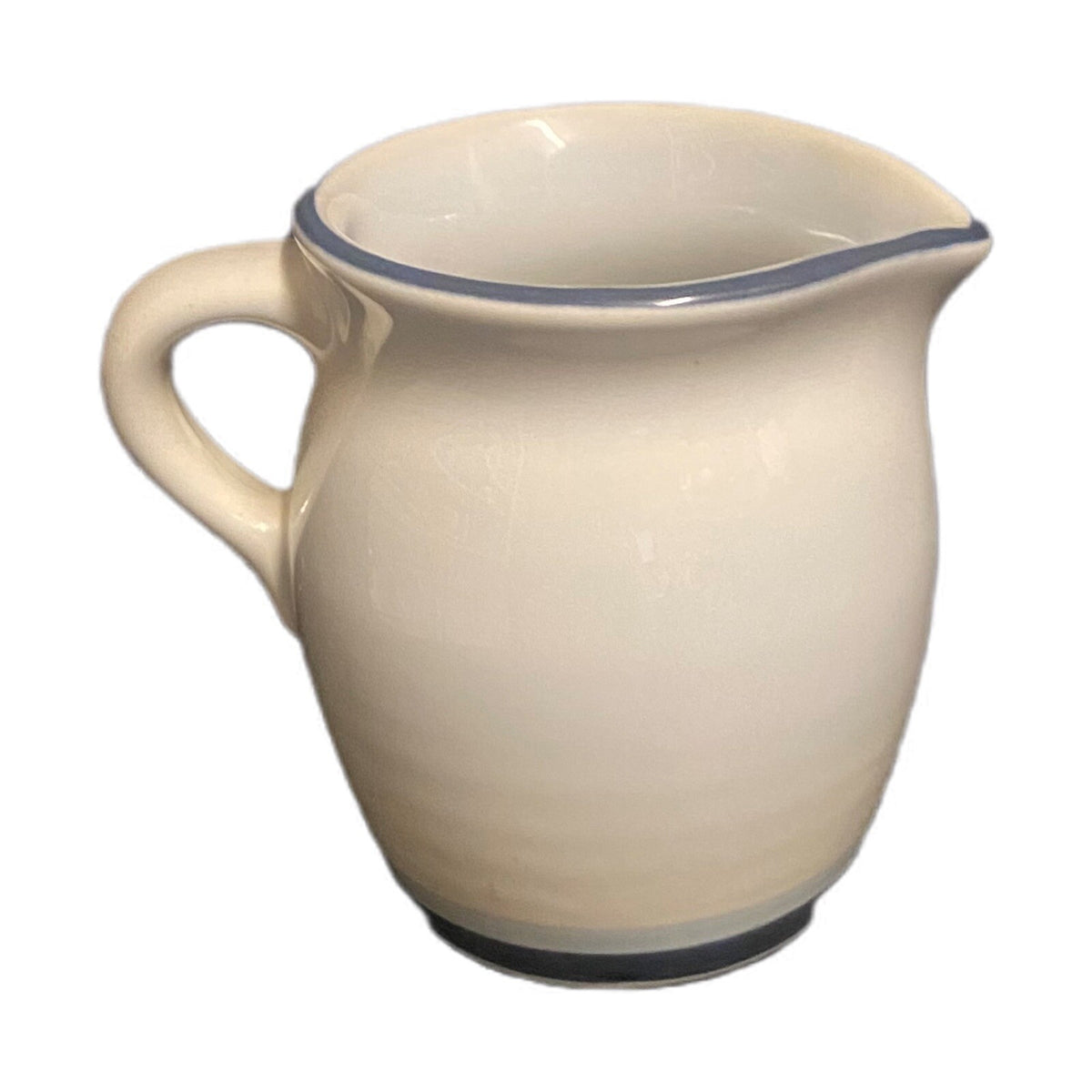 Pfaltzgraff Stoneware SKY Creamer Pitcher 14 oz Dark & Light Blue Band Milk Dish