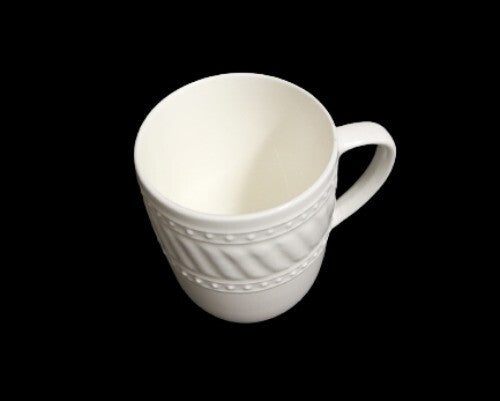 Gibson IMPERIAL BRAID Coffee Mug 11 oz Embossed Ceramic White Cup Rope Dots