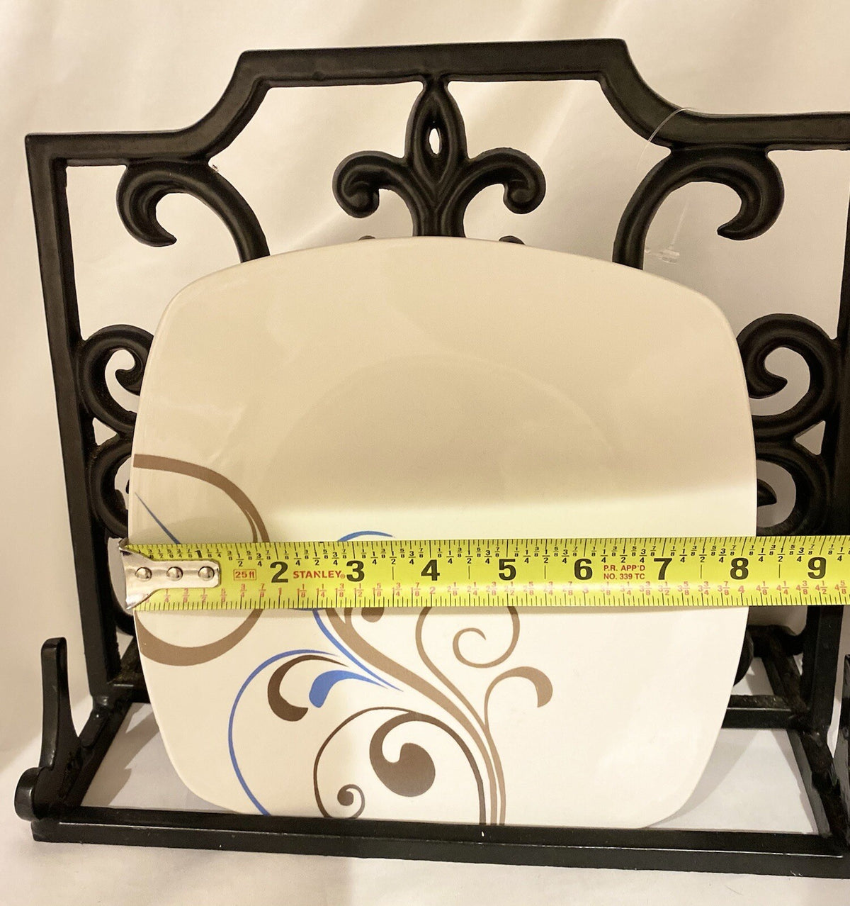 Coventry CHOCO SCROLL 3-Square Salad Plates Fine China Porcelain  (PTS) Int'l.