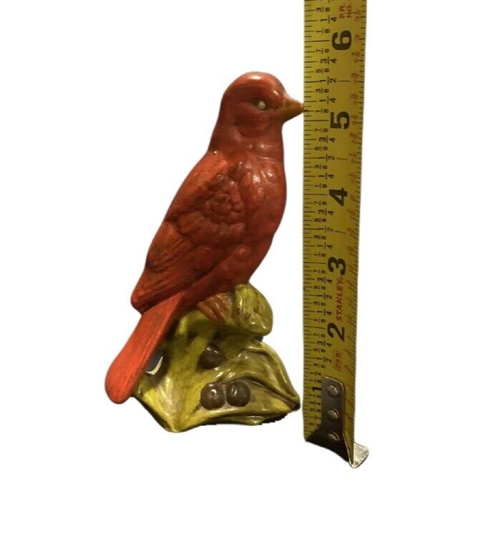 Rare RED BIRD on Branch Statue Figurine Home Decor Room-Tabletop-Desk