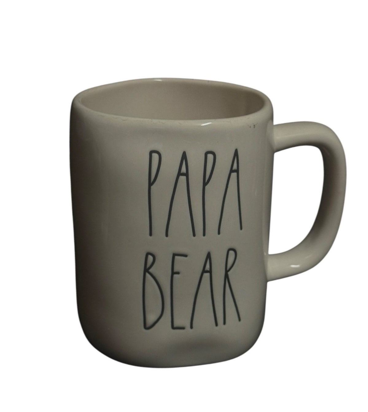 Rae Dunn PAPA BEAR Ceramic Coffee Mug White Black Lettering Father’s Day 16 oz
