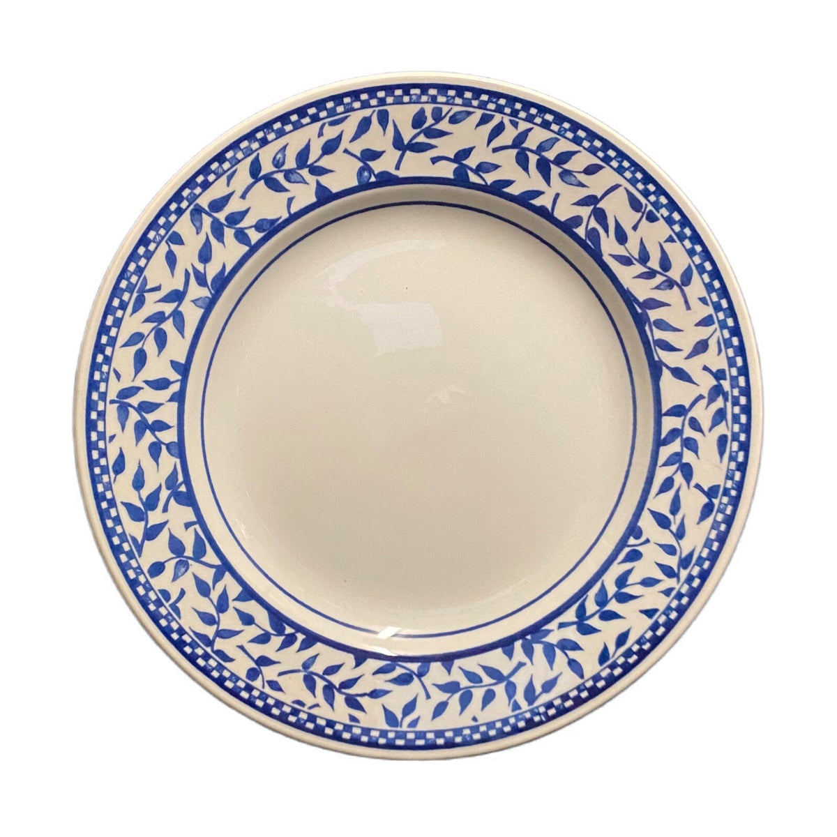 CHURCHILL 3-Salad Plates England CC Blue Leaves Border Trim White Dessert Dishes