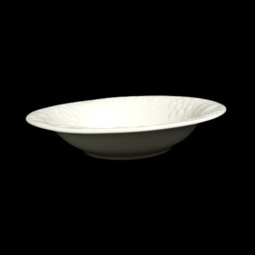 Gibson Designs FLOURISH 2-Soup Bowls 8 1/8” D White Embossed Fruit Border Coupe