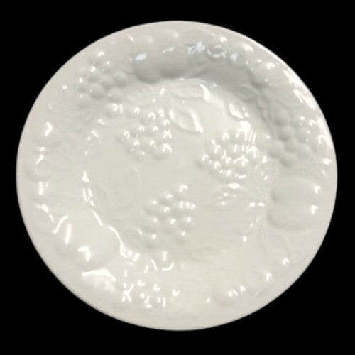 Gibson Designs FLOURISH 5-Salad Plates 7 3/4"D White Embossed Fruit Dessert Dish