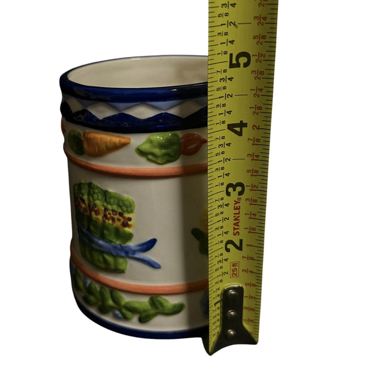ZRIKE Mug Hand Painted Set Of 3 Coffee Tea Cup Cornucopia Embossed  4 1/2" H