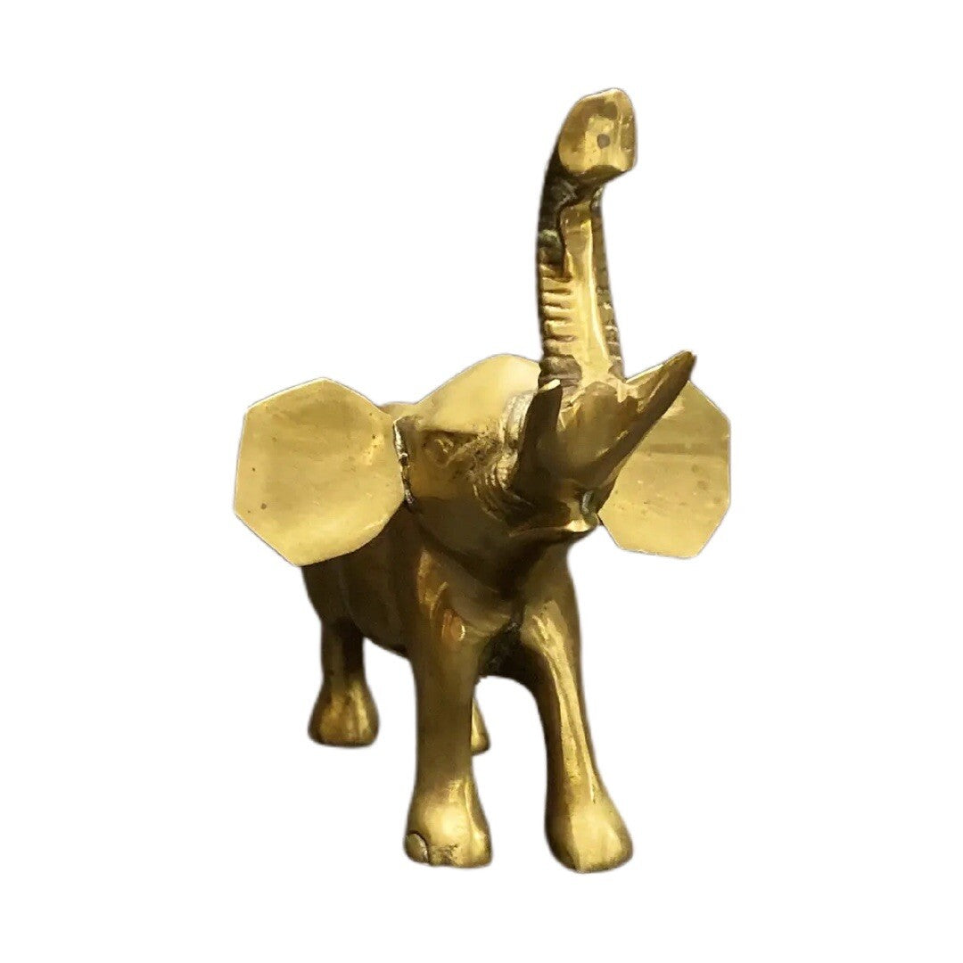 Vintage Elephant Solid Brass Figurine Statue Raised Trunk Up Good Luck