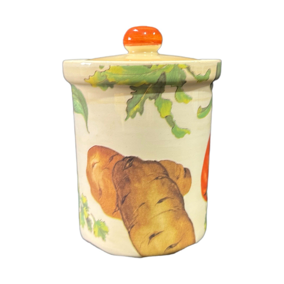 La Primula Italy Veggie Ceramic Canister Jar with Lid Artichoke Tomato 4.5”H