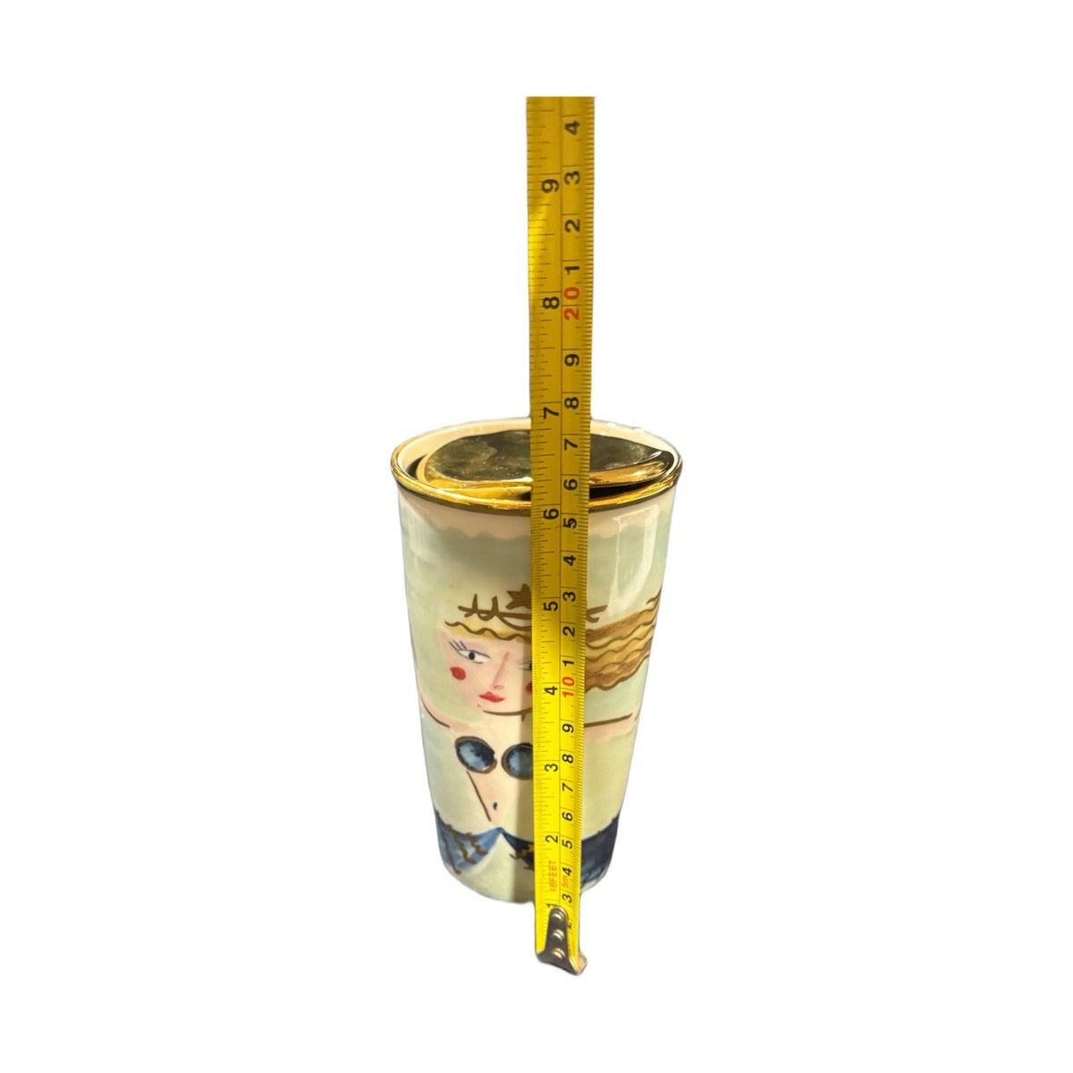 Starbucks Mermaid Tumbler 2014 12 oz Ceramic Gold Lid Rare Collector Cup