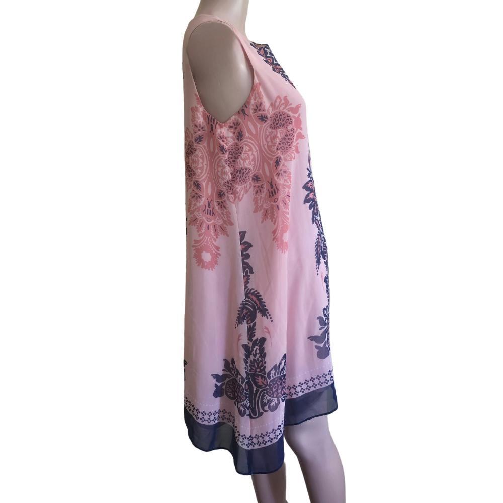 Max Studio Sleeveless Shift Dress Pink Floral XS Knee Length