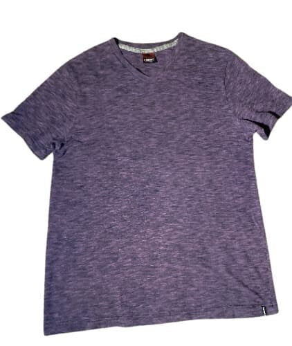 T-Shirt Hawk Purple Black Men Top Purple Black Crew Neck LG. Top