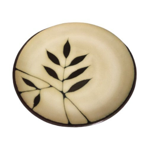 Gibson ELITE MIDNIGHT PALM 4-Salad Plates 8 ¼” D Black Cream Leaves Dessert Dish