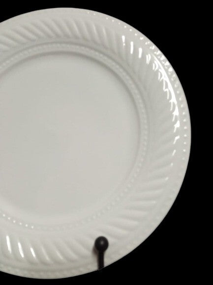 Gibson Designs IMPERIAL BRAID Chop Plate 12" D White Rope Dots Embossed Platter