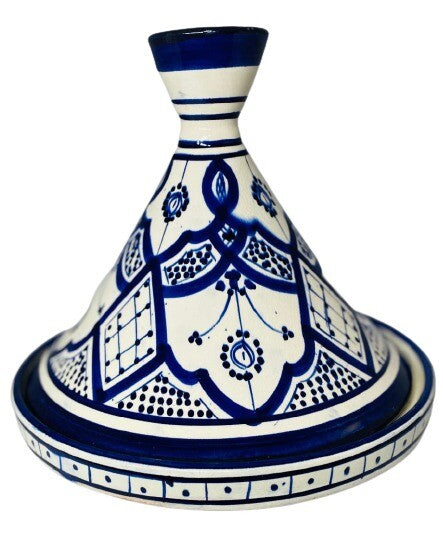 Moroccan Tagine Dome Lid Blue Handcrafted HandPainted Terracotta 9 5/8”D Tajine