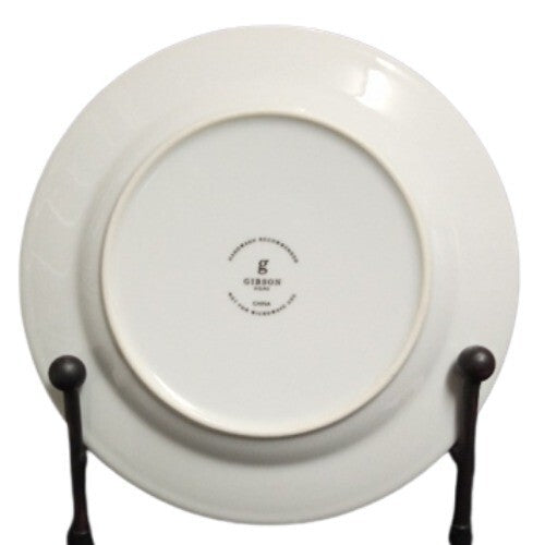 Gibson HERITAGE Initial M 4-Dessert Plates White Gold Verge Line Monogram White