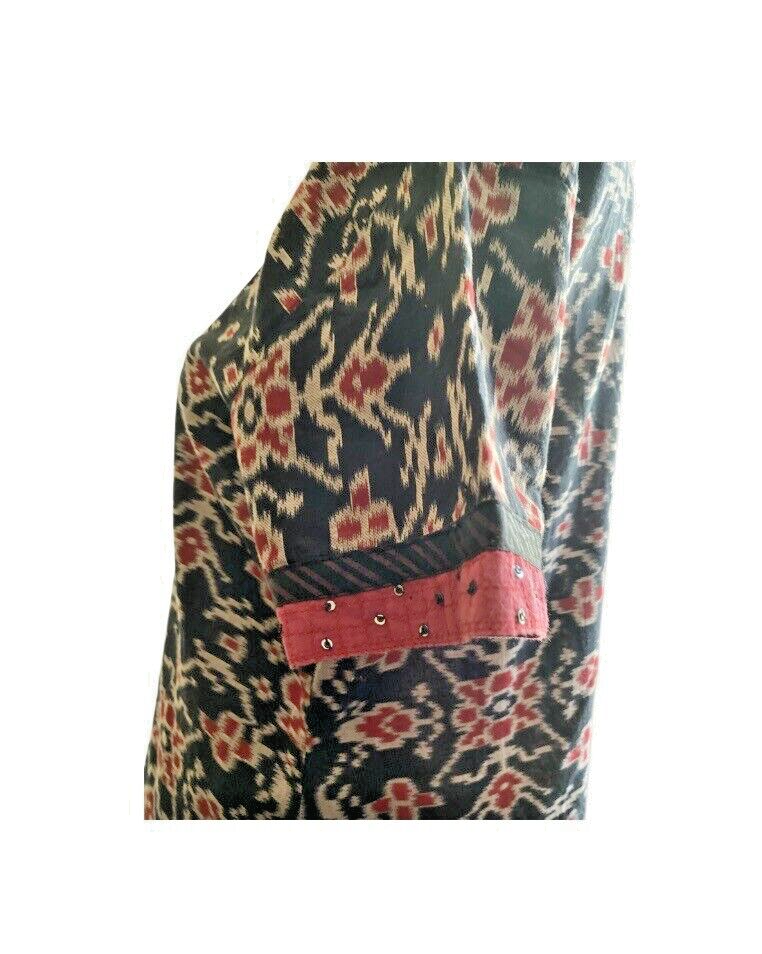 TRISHAA Kurti Dress Women Size L Indian Ethnic Kurta Short Sleeves Embellished