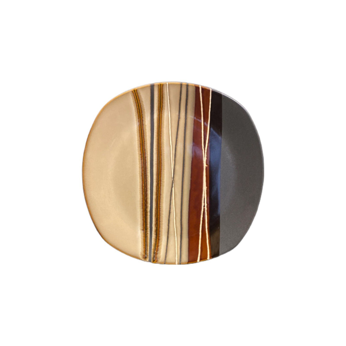 Better Homes & Gardens 3- Dinner Plates BAZAAR BROWN 11" D Stripes