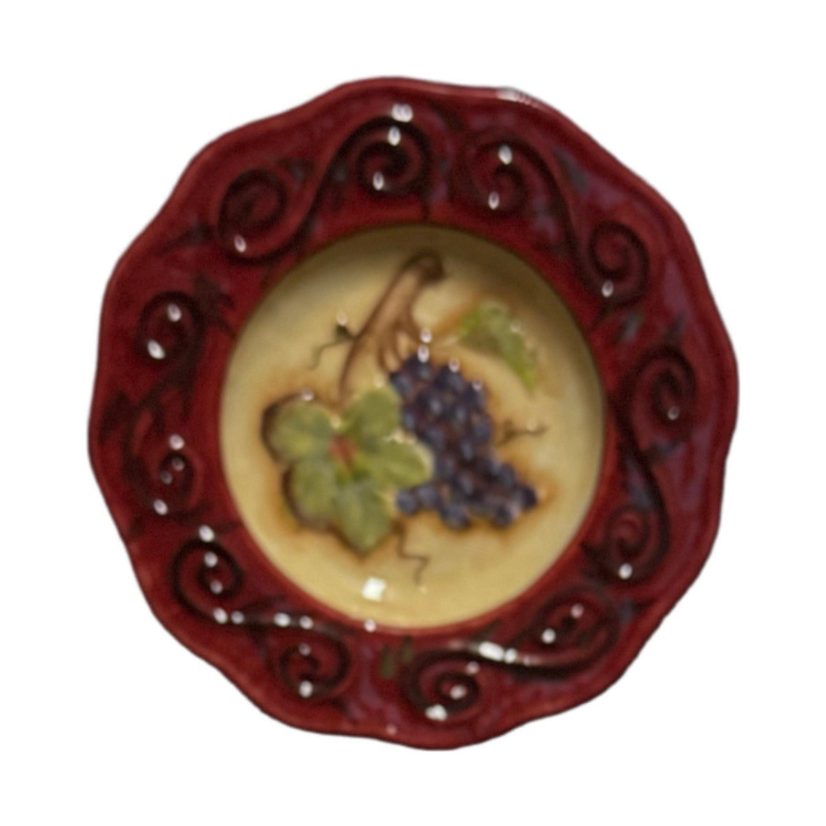 Certified Intl. Kate McRostie Grape Plates Set of 4 Vineyard Red Rim 5.5”