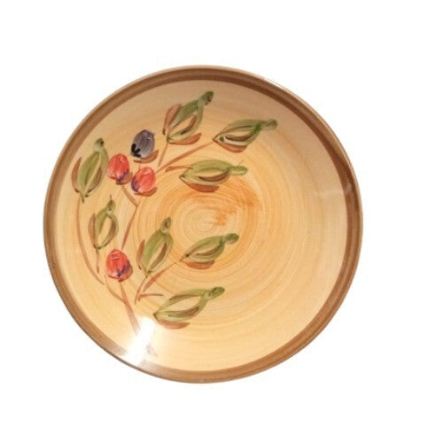 Gibson Roman Olive 4 Salad Plates 7.25” Hand Painted Yellow Olive Branch