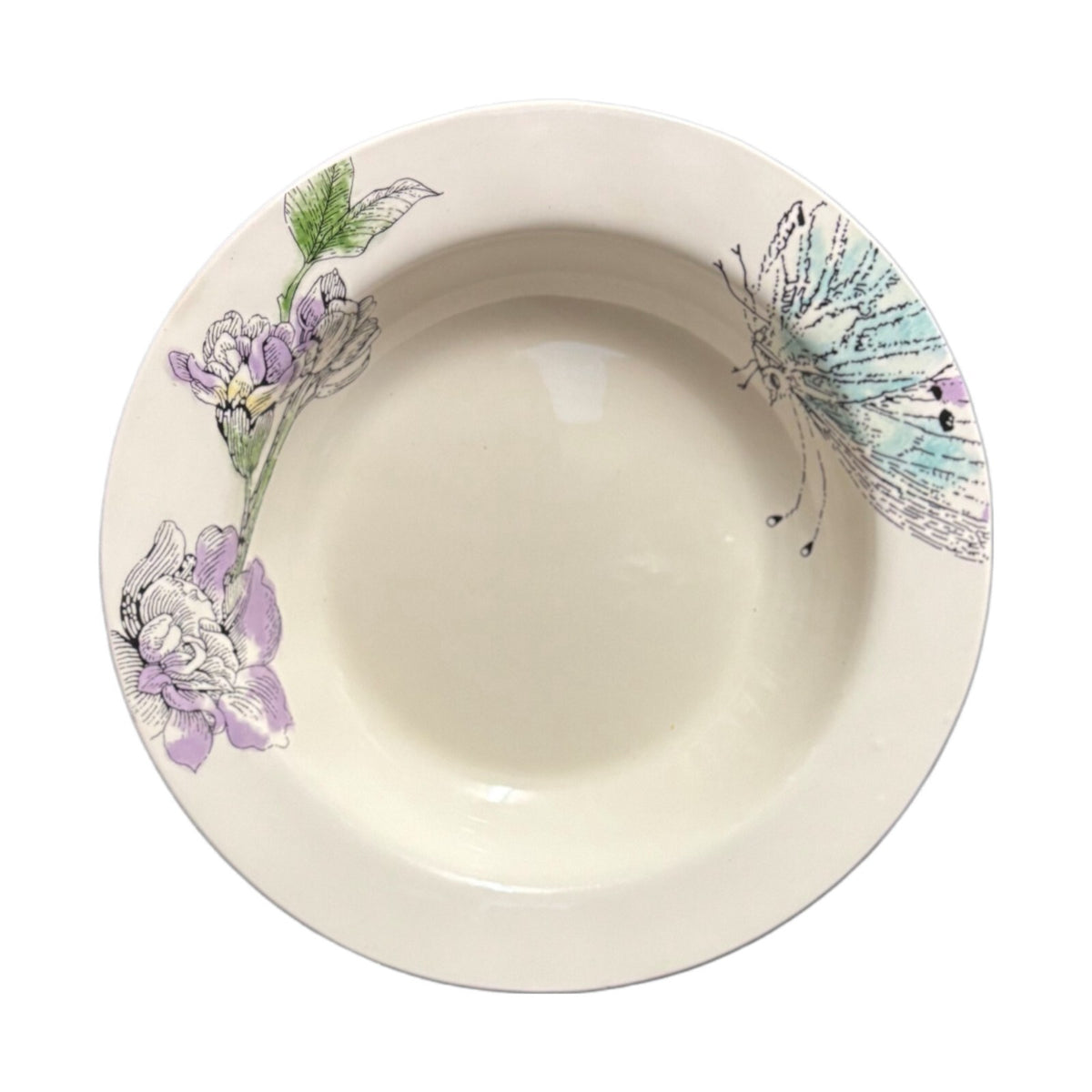 Edie Rose Home 4 Rim Soup Bowls PEACOCK COLLECTION Porcelain Pasta Dish 9 1/8"D