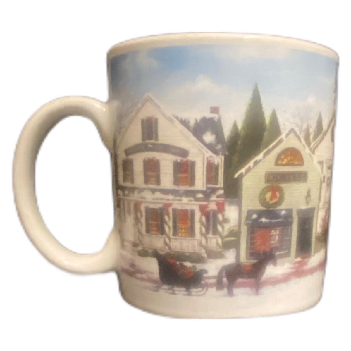 David Carter Brown 2-Mugs CHRISTMAS VILLAGE Sakura Stoneware Coffee Tea Cups