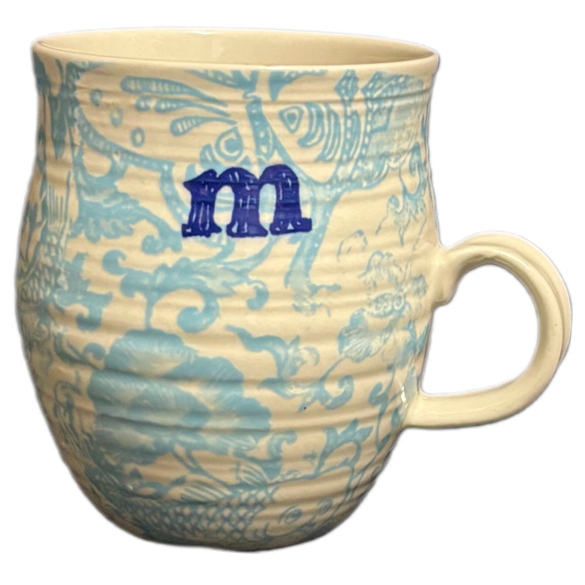 ANTHROPOLOGIE Homegrown Initial Mug Monogram Personalized Name Floral Coffee Cup