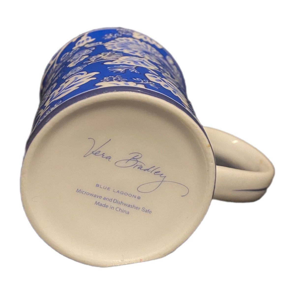Vera Bradley BLUE LAGOON Mug (N0 Lid)  8 oz Coffee Tea Cup White Blue Floral