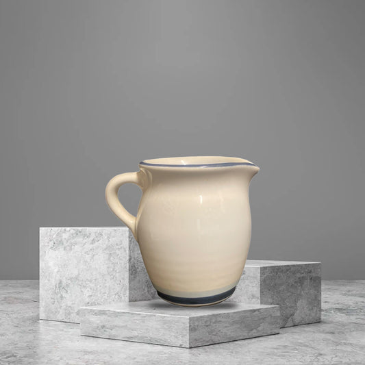 Pfaltzgraff Stoneware SKY Creamer Pitcher 14 oz Dark & Light Blue Band Milk Dish