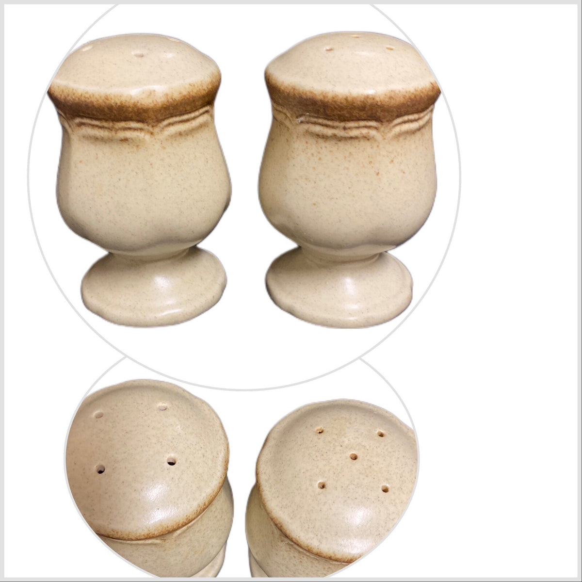Vintage Salt & Pepper Shaker Mikasa WHOLE WHEAT Stoneware Japan Set
