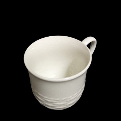 Gibson Designs SARASOTA 4-Flat Cups & 4 Saucers 7 Oz White Embossed Basketweave