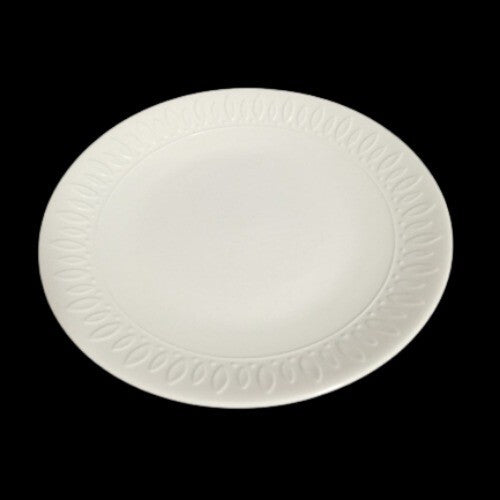 Gibson Designs WHITE DIAMONDS 2-Dinner Plates 10 3/8”D Embossed Oval Design