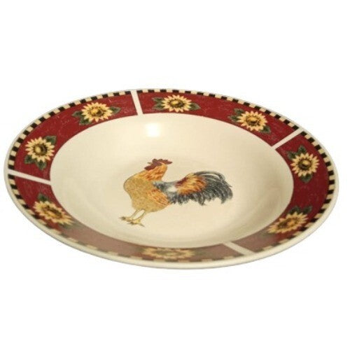 Gibson Designs BREWSTER ROOSTER Rim Soup Bowl 8 7/8" D Ceramic Dish Sunflowers