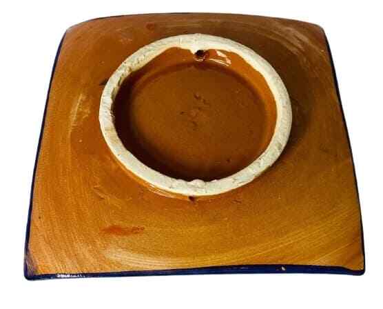 Handmade Moroccan Blue Pottery 4-Plates 6.5” D Square Salad Bread Appetizer Dish