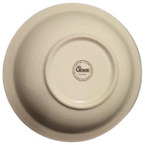 Gibson Designs LAFAYETTE 4-Soup/Cereal Bowls 7" Tulip Floral Embossed Blue Trim