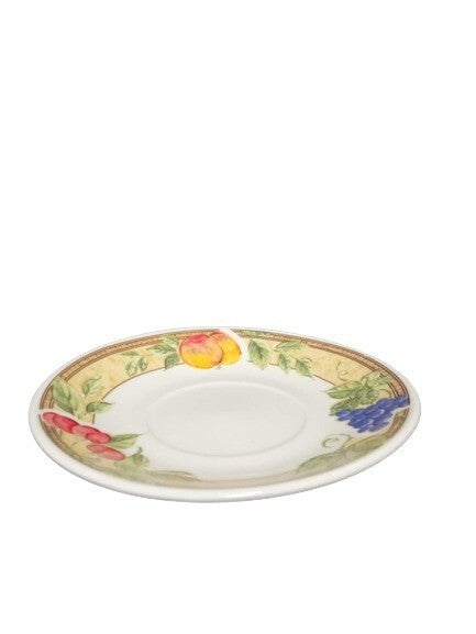 Gibson Designs FRUIT GROVE 6-Cups & 6-Saucers Peaches Cherries Grapes Tea Coffee