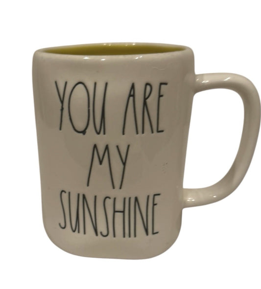 Rae Dunn YOU ARE MY SUNSHINE Ceramic Coffee Mug Yellow Interior 16 oz