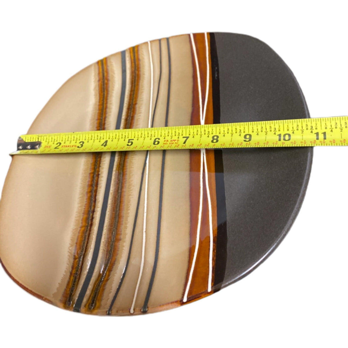 Home Trends BAZAAR BROWN 5-Dinner Plates Square 10 3/4" D Stripes Stoneware