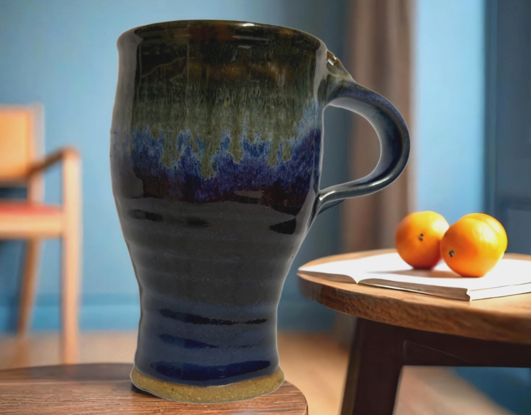 Handmade Pottery Mug Handcrafted Byers Design Colored Glaze Unique Artisan Cup