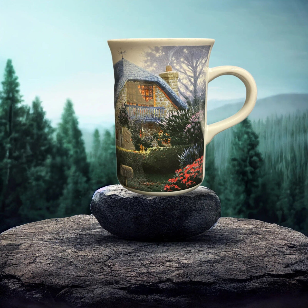 Thomas Kinkade Mug LILAC COTTAGE Ceramic Coffee Tea Cup Home Garden Scene