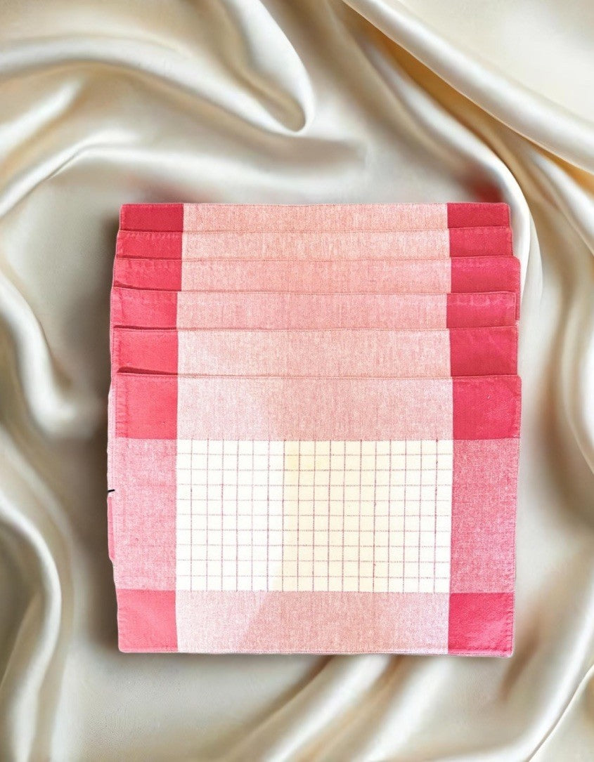 Retro Red Checkered Cotton Placemats Set of 6 – Mid-Century Farmhouse Style