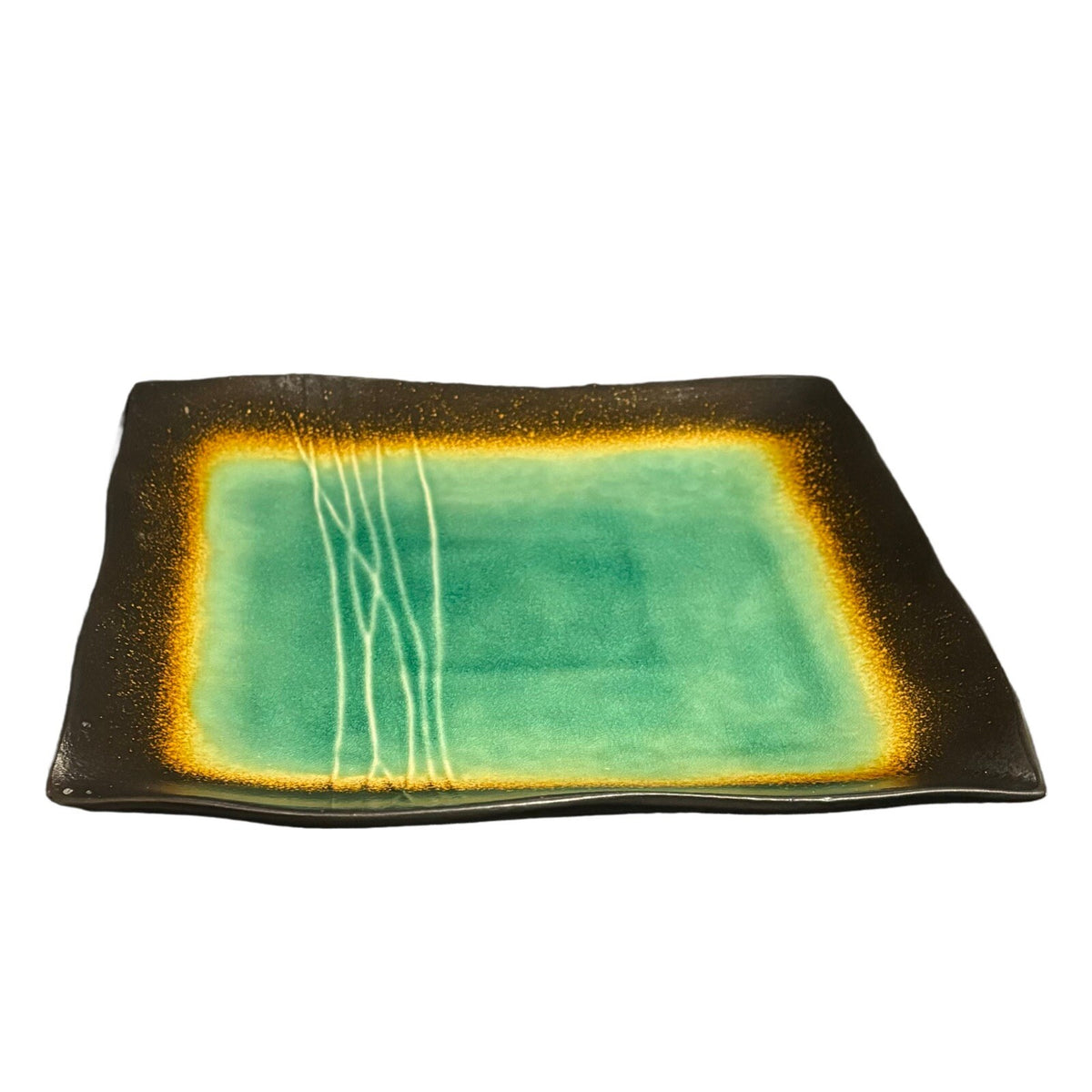 Baum GALAXY JADE Square Dinner Plates Set of 5-Scalloped  10.5"D Stoneware