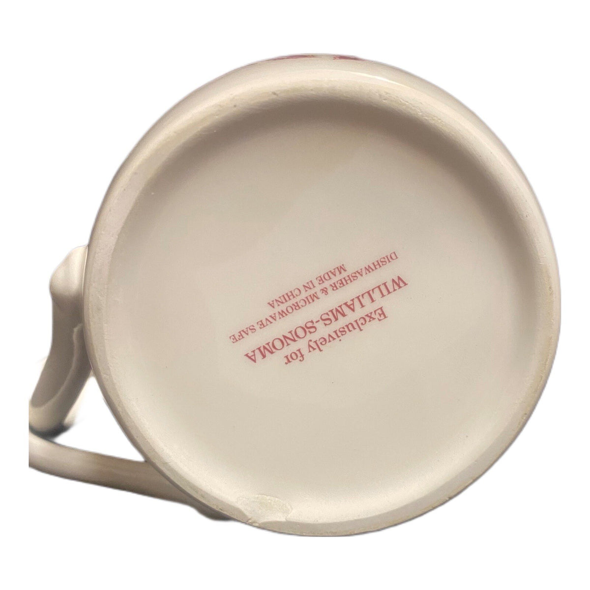 Williams-Sonoma Mug Holiday Toile Hollie Red Bird Berries Twisted Double Handle