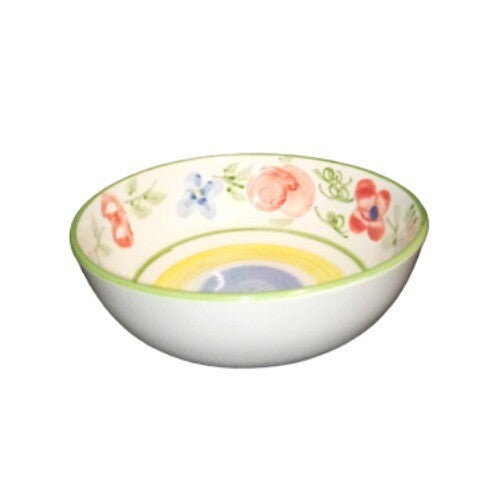 Gibson Designs BOUNTIFUL Coupe Cereal Bowl 6” D Yellow Blue Circle Floral Fruit