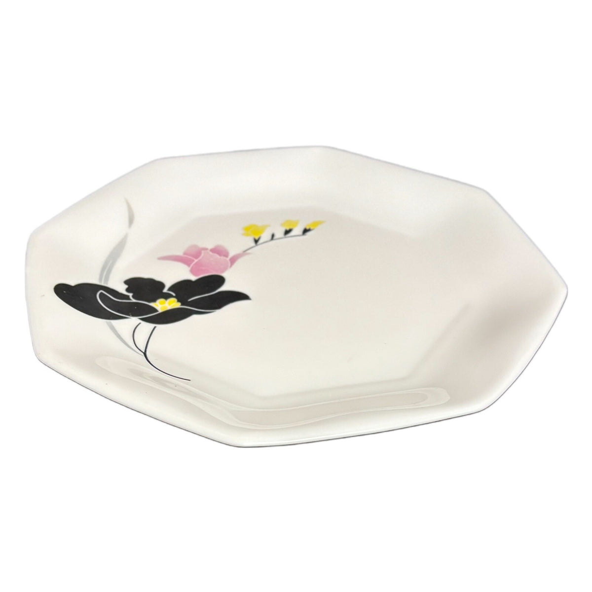 Arcopal France ANAIS  3-Dinner Plates 10 3/4" White Octagonal Floral Dinnerware