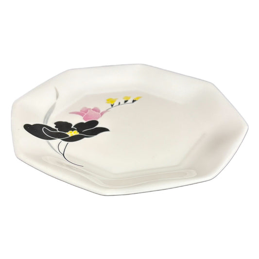 Arcopal France ANAIS  3-Dinner Plates 10 3/4" White Octagonal Floral Dinnerware