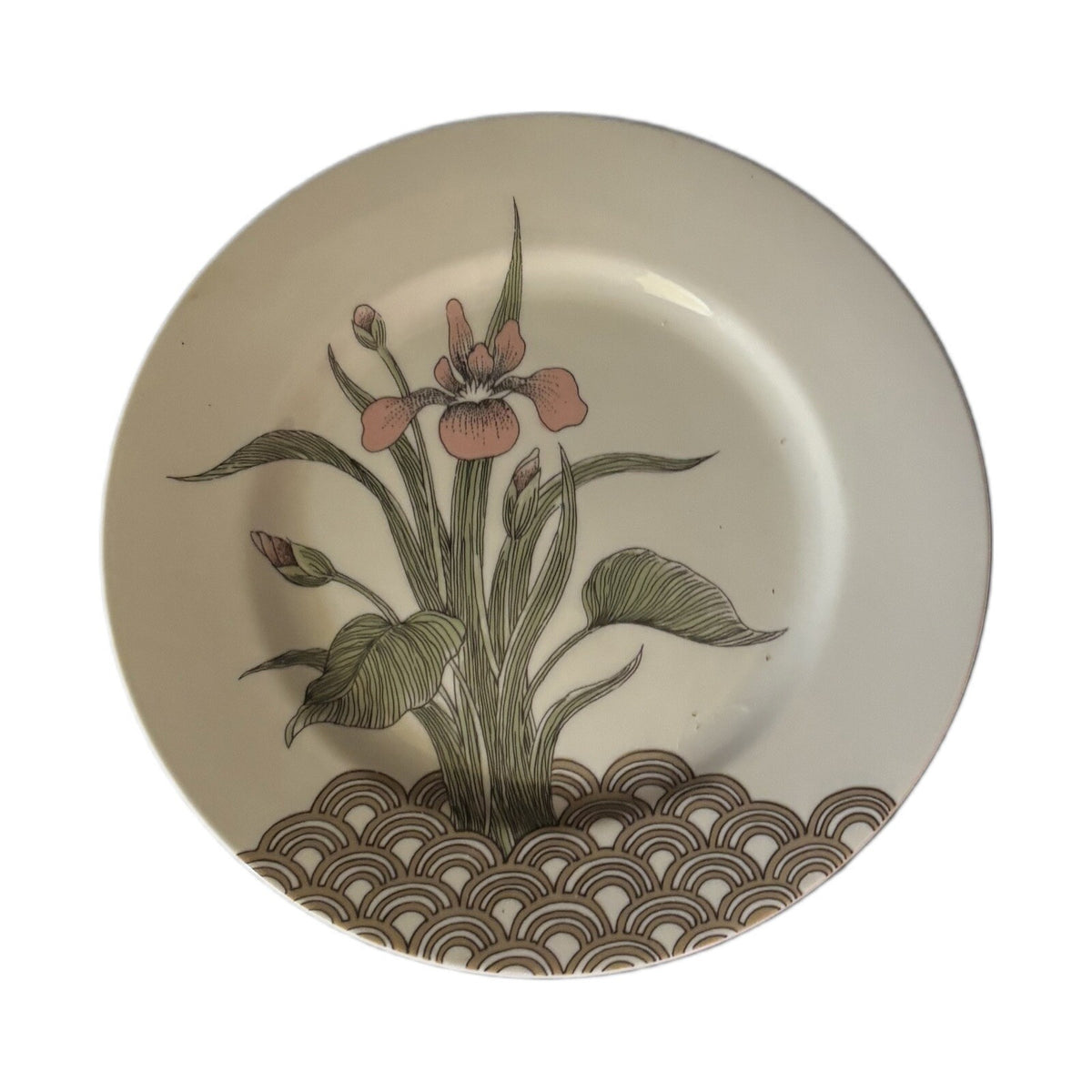 Fitz and Floyd 2-Salad Plates WATER IRIS Porcelain Dessert Appetizer Japan Dish