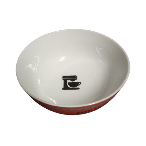 Gibson KITCHEN GEAR SNACK Bowl 5"D Orange Blue Hearts Rim Mix It Up Mixer Design