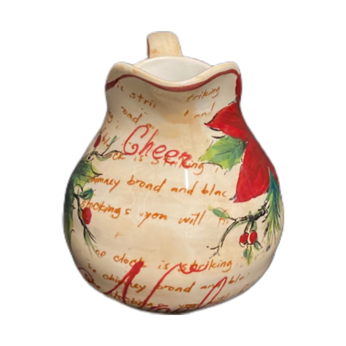 Maxcera NOEL Creamer Poinsettia Pine Cone Holly Berries Christmas  Holiday Cheer