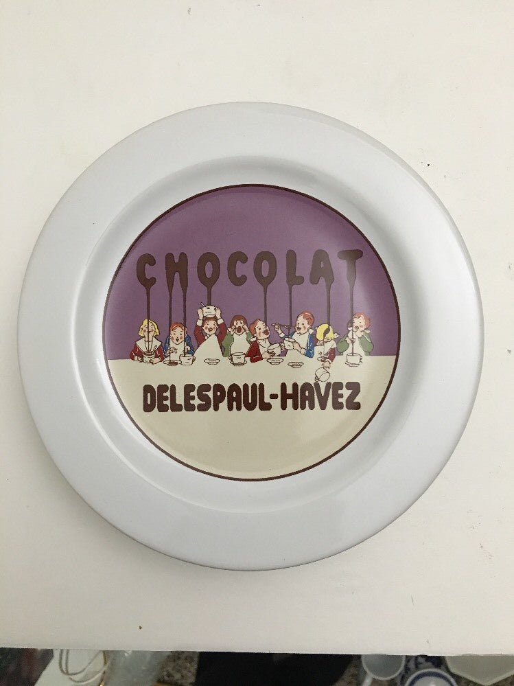 6-Pottery Barn CHOCOLATE Salad Plates Delespaul-Havez Ceramic Dessert Dish